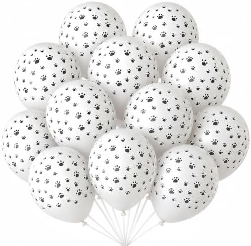 Dog Paw Print Balloons, Cute Puppy Pet Theme Birthday Latex Balloons for Boys Girls, Black White Dog Party Decorations Supplies for Kids Children Dogs Lover Farm Animal Theme Baby Shower Party Decor by Isndare