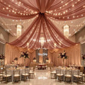 12 Panels Terracotta Ceiling Curtains with Lights for Weddings - 5ftx30ft Wrinkle-Free Tulle Fabric Wedding Arch Draping Ceiling Drapes Decorations for Wedding Party Ceremony Stage Tent Event by Unknown