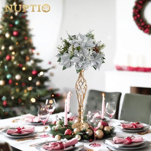 NUPTIO Gold Centerpiece Stand for Table, Twist Style, 20.5" Tall, 10 Pcs - Image 4