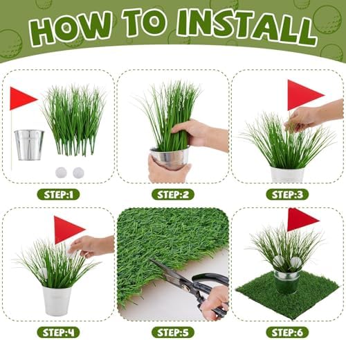 6 Set Golf Party Decorations with Table Runner Flags Balls Buckets - Image 4