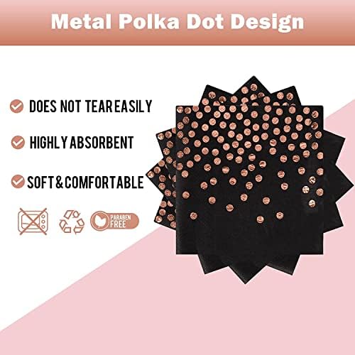 Black Rose Gold Paper Plates and Napkins Party Supplies for Birthdays 50Pcs - Image 5