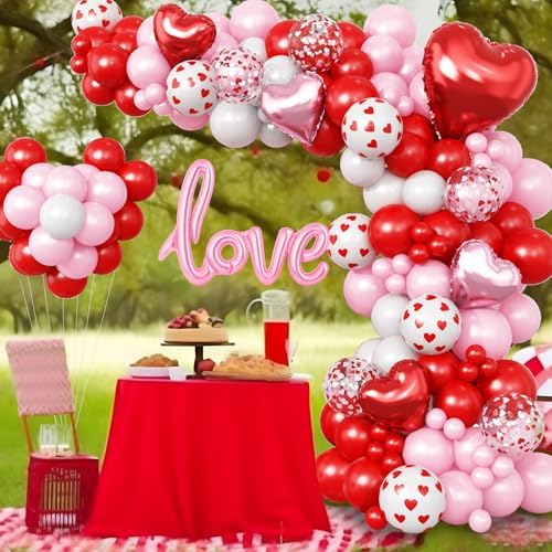 Mothers Day Balloon Arch Garland Kit, Pink Red White Latex Balloon with Happy Mother Day Love Heart Mylar Foil Balloons for Motherday Best Mon Ever Wedding Anniversary Birthday Party Decorations - Image 6