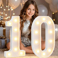 Pooqla 10th Birthday Decorations for Girls Boys, Large 12.6 in Tall Light Up Numbers for 10th Party Decorations Table Decor, Big Marquee Numbers 10th Birthday Gift for Girls Wedding Anniversary Decor by Pooqla