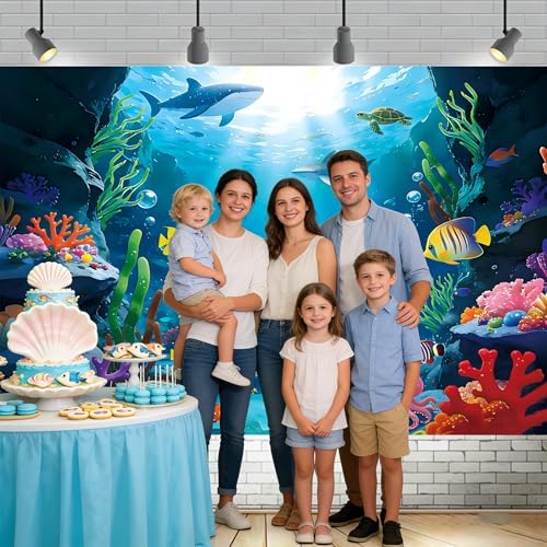 Under The Sea Backdrop, 10x6.5Ft Ocean Themed Kids Birthday Party Decor - Image 4