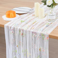BINBE 3pcs Ivory Florals Table Runner Embroidery Gauze 10FT Daisy Seasonal Tulle Birthday Wedding Holiday Kitchen Dining Table Decor for Home Party by BINBE