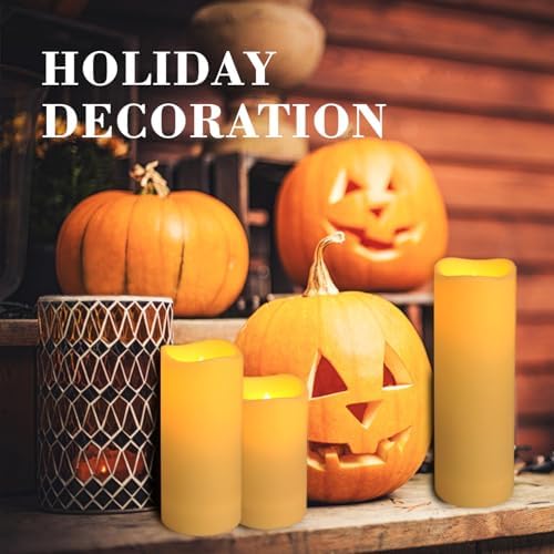 72-Pack Realistic Flameless LED Candle, Battery Operated with Remote Control, 3D Flame Pillar Timer Funtion Melted Top Safe,Perfect for Indoor/Outdoor Decor,Wedding,BBQ and Gift. - Image 3