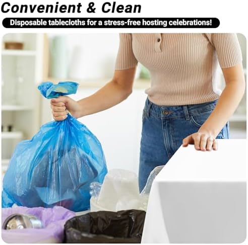 12 Packs Disposable Table Cloths, Plastic Tablecloths for Rectangle Tables - Image 5