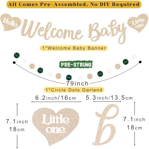 Sage Green Baby Shower Decorations Boy with Welcome Baby Banner - Image 3