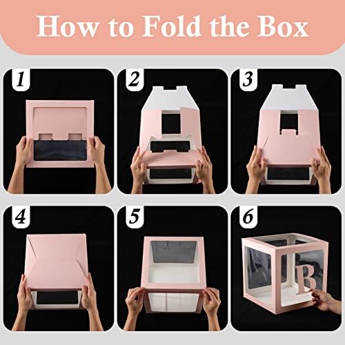 Voircoloria Baby Boxes with Letters, Pink, 4 Transparent Balloon Boxes - Image 7