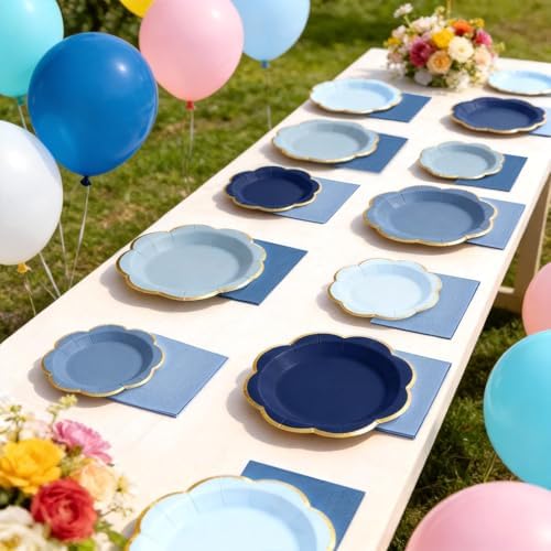 60 PCS Dusty Blue Paper Plates and Napkins Party Supplies for 20 Guests - Image 2