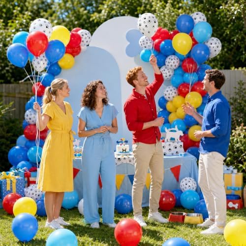 Red Blue Yellow Balloons, Paw Print for Kids Puppy Pet Dog Birthday Party - Image 6