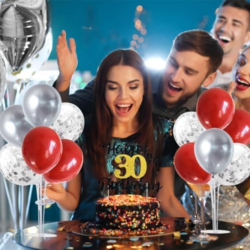 TONIFUL 4 Set Red Sliver Balloon Stand Balloon Centerpieces for Table Decor - Image 4