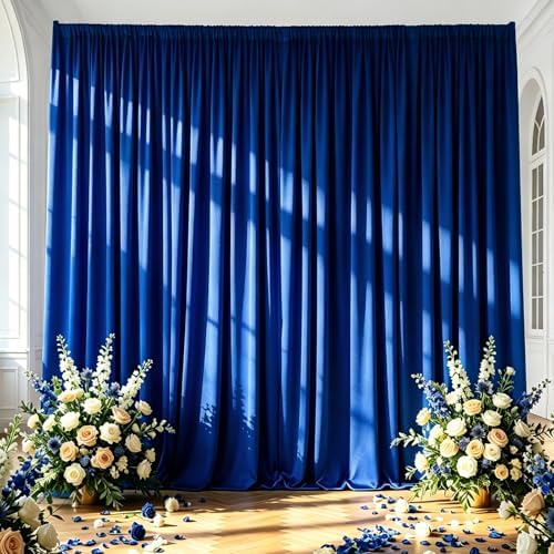 Royal Blue Backdrop Curtain - 10x10FT Back Drop Curtains for Parties Wrinkle-Free Soft Polyester Backdrop Wedding Decoration Photoground Backdrop Stain-Resistant for Back Drop Stand, 2 Panels by HAEFOOPartyDecorations