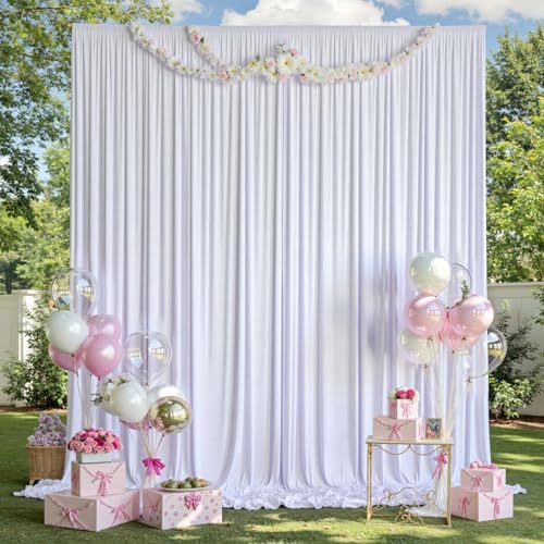 14ft x 10ft White Backdrop Curtains for Parties, Wrinkle Free 2 Panels Photo Backdrop Drapes Back Drop Cloth for Wedding Birthday Photography Background Decor - Image 4