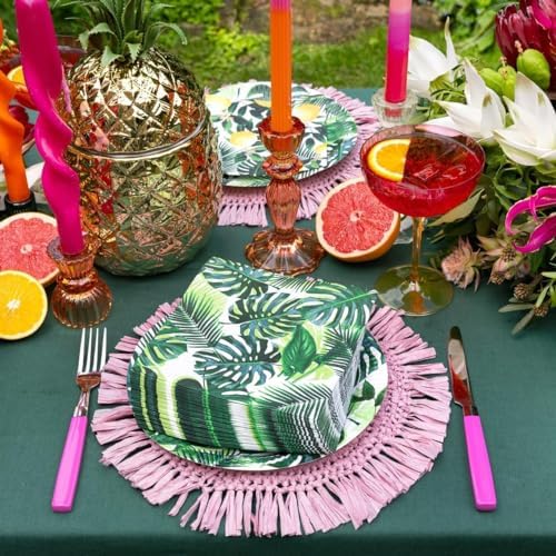 Talking Tables 240 x 3ply Tropical Cocktail Napkins Disposable Paper Palm Leaf Serviettes for Kid's Jungle Party, Hawaiian Theme, Luau, Summer, Picnic, Decoupage, Green, Party Supplies - Image 5