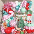 Christmas Balloon Arch Kit, Red Pastel Baby Pink White Mint Dusty Metallic Teal Green Xmas Balloons with Gingerbread Man Claus Candy Cane Foil Balloons for Merry Christmas Party Decorations by Froova