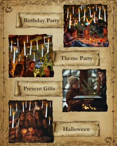 Raycare 20 Pcs Floating Candles with Wand, Hanging Candle with Timer, Magic Deco Candles Flickering Warm Light, Flameless Taper Candle with Remote, LED Candlesticks for Birthday Halloween Party Decor - Image 6