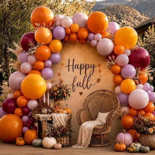 Fall Balloon Arch Garland Kit Double Stuffed Burnt Orange Burgundy Balloons by DOUBLELAYERBALLOON