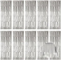 10 Pack Silver Foil Curtain Backdrop 3.2ft x 9.8ft Metallic Tinsel Foil Fringe Curtains Streamer Backdrop for Birthday Party Halloween Christmas New Year Party Supply (Matte Silver) by Ohiyoo