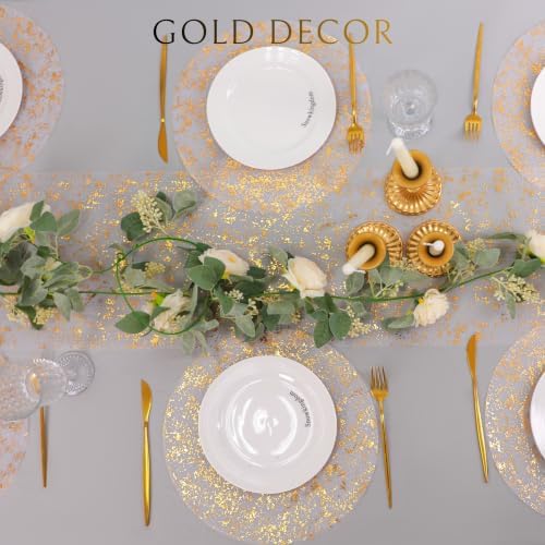 Snowkingdom 100 Pcs Gold Placemats Round Disposable Sheer Mesh Doilies 13" - Image 4