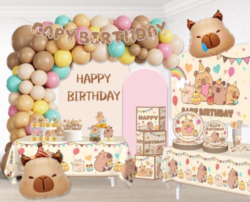 287Pcs Capybara Birthday Decorations, All-in-One Set for 25 Guests - Image 3