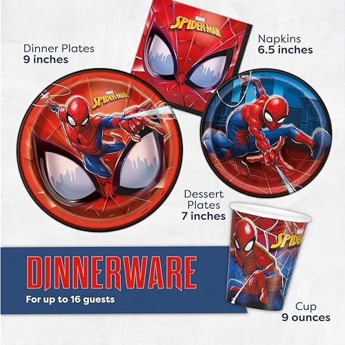 Spiderman Birthday Decorations Party Supplies - Complete Tableware Set - Image 4