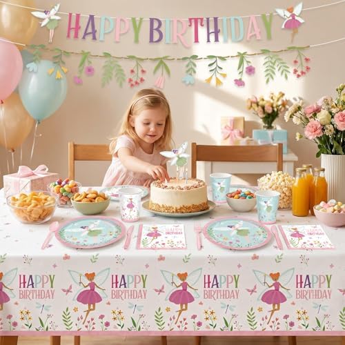 171pcs Fairy Birthday Decorations Paper Plates Napkins Fairy Party Supplies - Image 4