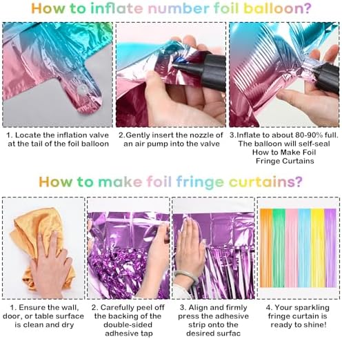 Jobkoo Pastel Birthday Decorations for Girls, Macaron Rainbow Pastel Color Balloons Reusable Happy Birthday Banner Sign Fringe Curtain Backdrop Cake Toppers for Kid Spring Baby Shower Party Decoration - Image 5