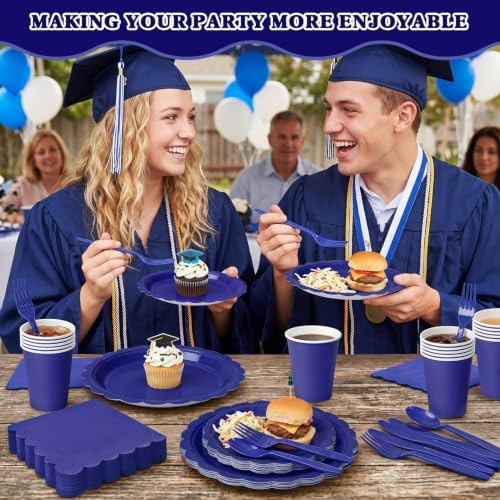 Vyntra 175 Pcs Navy Blue Paper Plates and Napkins Party Supplies - Image 7