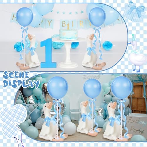 Chunful 6 Set Blue One Silly Goose 1st Birthday Decoration 11.8 Inch Soft Goose Stuffed Animal Baby Shower Centerpieces Swan Stuffed Animal with Balloon Table Decor for Wedding Gift Party Favor - Image 5