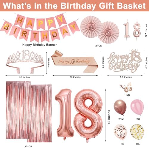 Juesly 18th Birthday Decorations for Girls, 50pcs 18 Year Old Party Set - Image 3