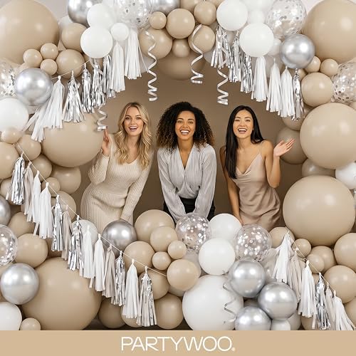 PartyWoo Cream Balloons 140pcs Beige Ivory Nude Neutral Boho Color - Image 5
