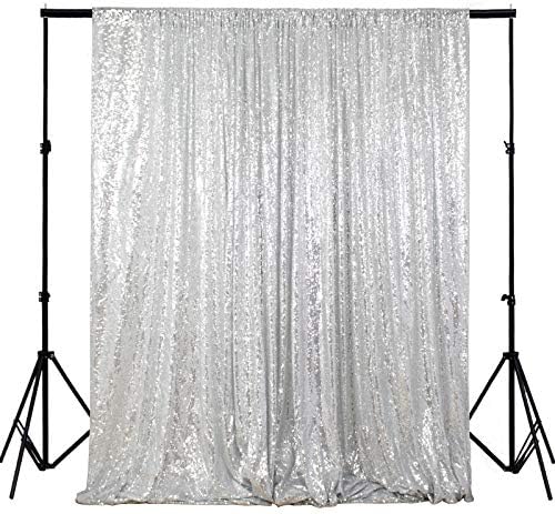 ShinyBeauty Photobooth Background Choice-4FTx7FT-Silver-Sequin backdrops, Sequin Fabric,Wedding backdrops,Rust Backdrop,Sequin Curtains,Photography Backdrop (Buy it Now) (4FTx7FT, Silver) by ShinyBeauty