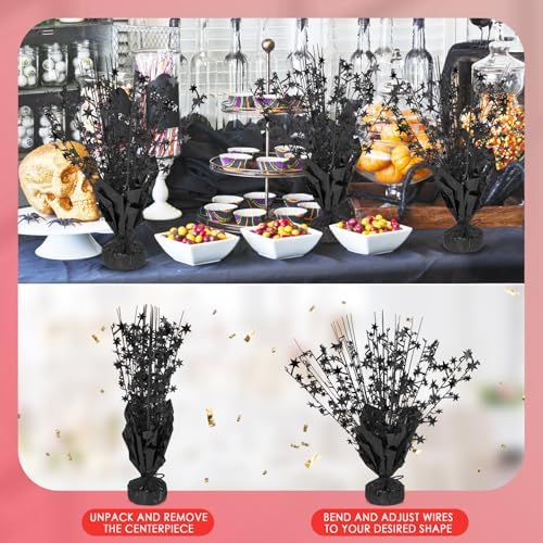 6 Pack Metallic Foil Spary Centerpieces for Tables, Black Centerpieces for Tables Decorations, Star Brust Table Centerpieces for Birthday Graduation Wedding Baby Shower Party - Image 2