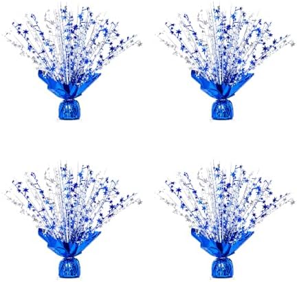4 Pack Blue Silver Star Spray Centerpiece, Birthday Christmas by Unknown