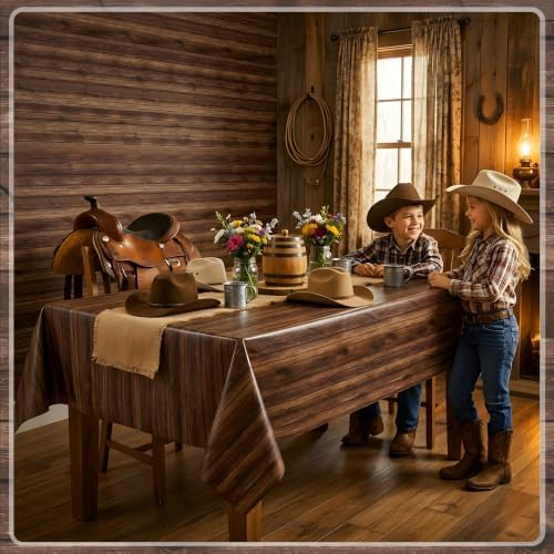 300FT x 54IN Wood Grain Plastic Tablecloth Roll with Slide Cutter Box - Image 3