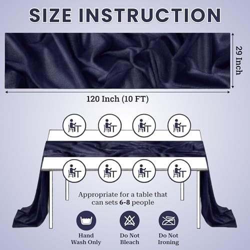 Pack of 5 Chiffon Table Runners 29 x 120 Inch, 10FT Long - Navy Blue - Image 3