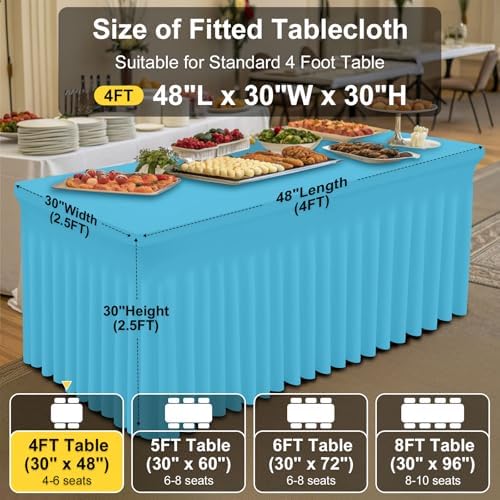 Smiry Spandex Elastic Fitted Table Cloth Skirt for 4FT Rectangle Table - Image 4