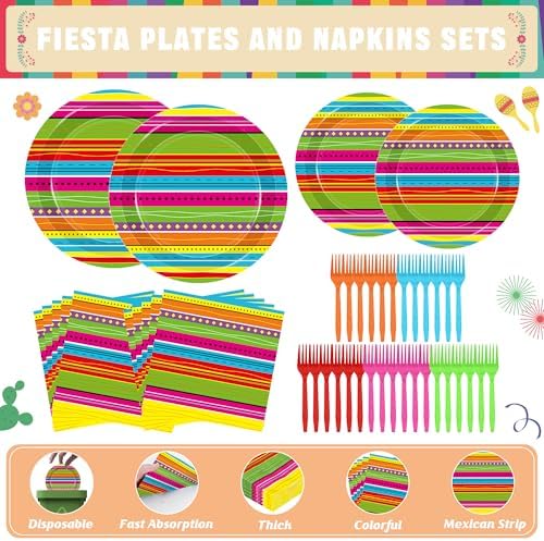 122 Pcs Day of the Dead Paper Plates and Napkins Sets 30 Mexican Tablecloth - Image 3