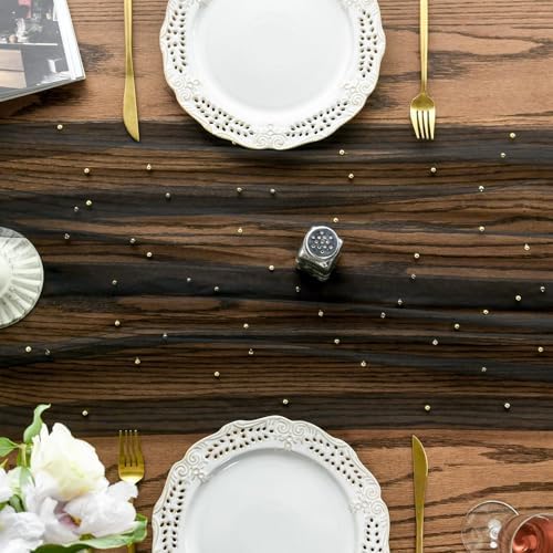 Artoid Mode 6-Pack Pearl Black Gauze Table Runner 10FT Home Decor - Image 5