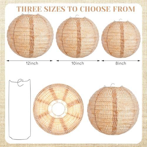 Hortsun 6 Pcs Print Burlap Paper Lanterns Classroom Decor,8 Inch - Image 2