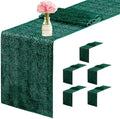 6 Packs 12 x 72 inches Sequin Table Runner, Hunter Green Glitter Table Runner for Birthday Party Supplies Wedding Engagement Baby Shower Holiday Celebration Event Decorations by Yblut