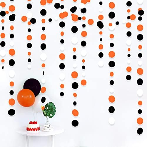 46Ft Orange Black Circle Dot Garland Black Orange and White Polka Dot Hanging Paper Streamer for Birthday Wedding Bridal Shower Fall Autumn Halloween Thanksgiving Party Decorations Supplies - Image 5