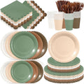 Zhehao 175 Pcs Woodland Paper Plates and Napkins Party Supplies by Zhehao