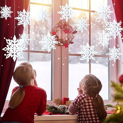 36PCS Hanging Snowflake Decorations Winter Wonderland Party Supplies - Image 3