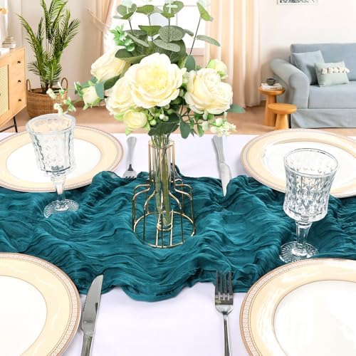 6 Pack 10Ft Teal Cheesecloth Table Runner 23 x 120 Inch - Image 4