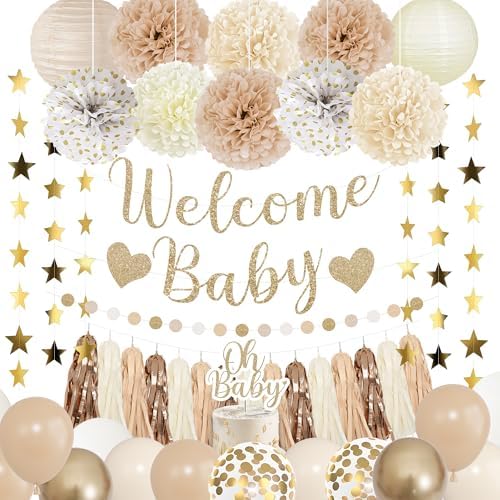 Amandir Neutral Baby Shower Decorations Welcome Baby Banner by Amandir