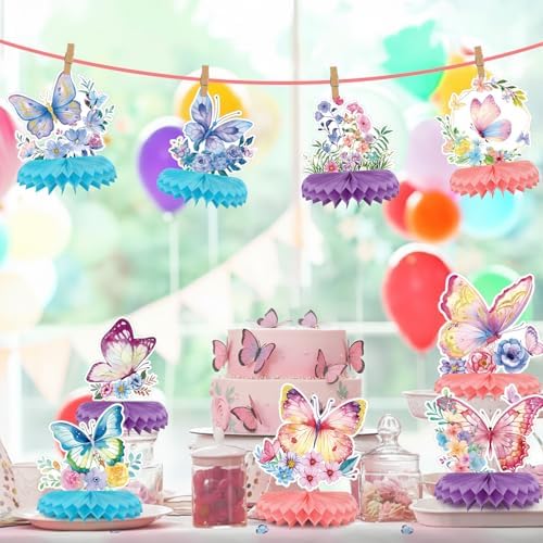 9-Piece Butterfly Table Centerpieces Set Honeycomb Spring Birthday Party Decorations Butterfly Theme Decor for Birthday Baby Shower - Image 6