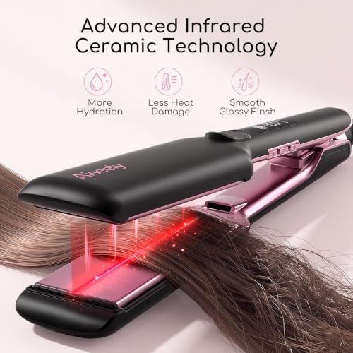 AISEELY 1.75" Infrared Hair Straightener, Wide Plate Hair Straightener, 9 Temp Control, 30S Fast Heating & Digital LED Display, Dual Voltage for All Hair Types - Image 2