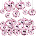 MTLEE 20 Pcs Disco Ball Decor, Pink, 2.4, 2, 1.6, 1.2 Inch by MTLEE